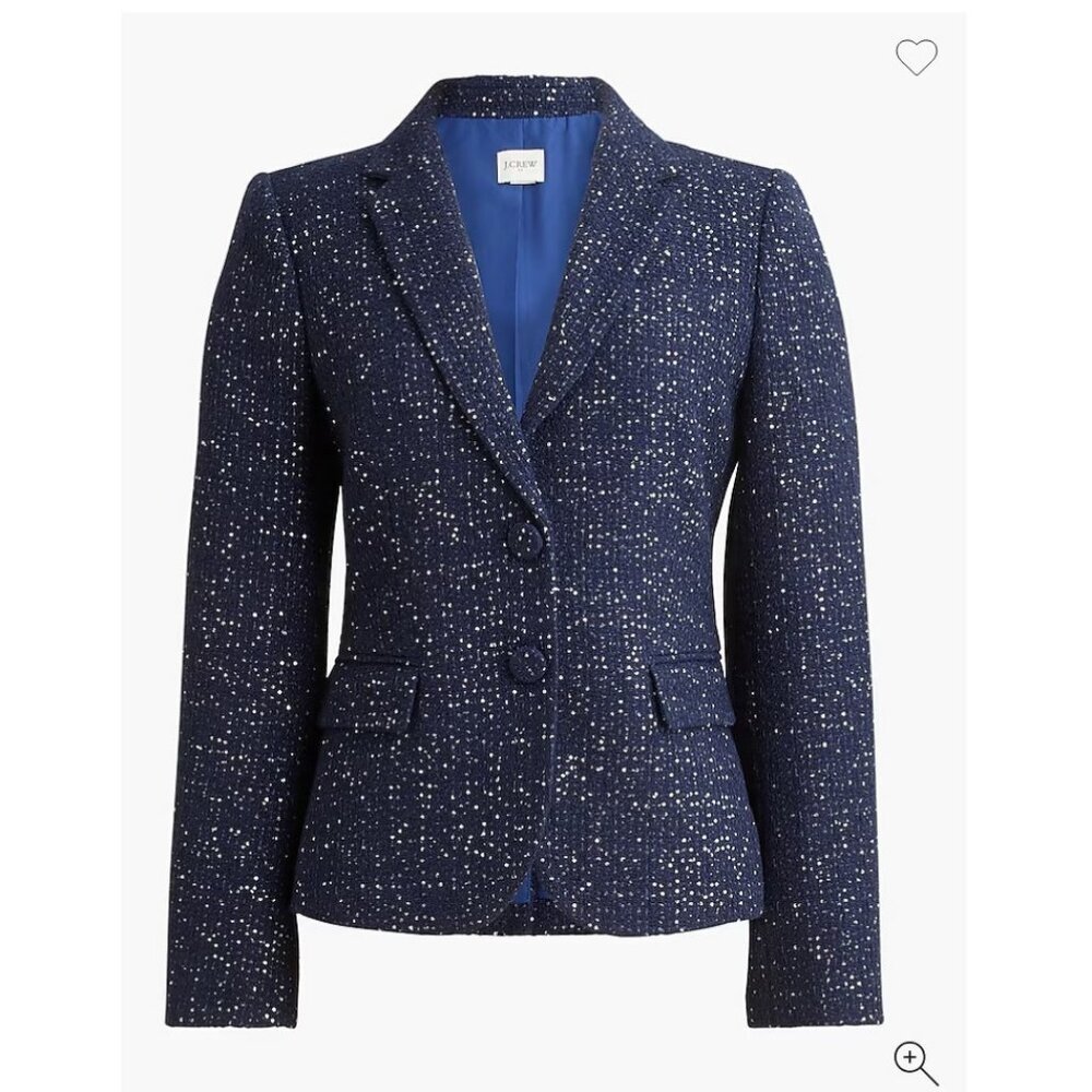 J. Crew Factory Navy Tweed Blazer with White Speckle